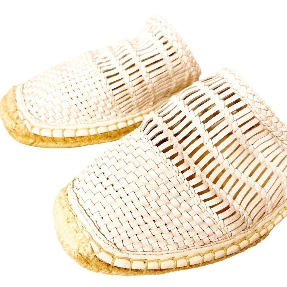SAM EDELMAN Woven Leather Pen Espadrille Slip On Shoes Size 8 in White - Picture 11 of 14
